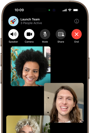 Group FaceTime call on an iPhone 16 Pro in Desert Titanium