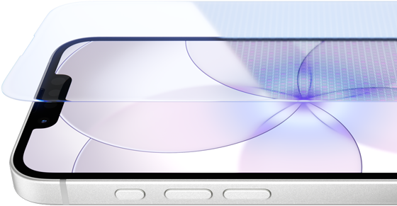 iPhone 17e, front exterior with Ceramic Shield 2, side exterior, white colour, buttons: Action, volume